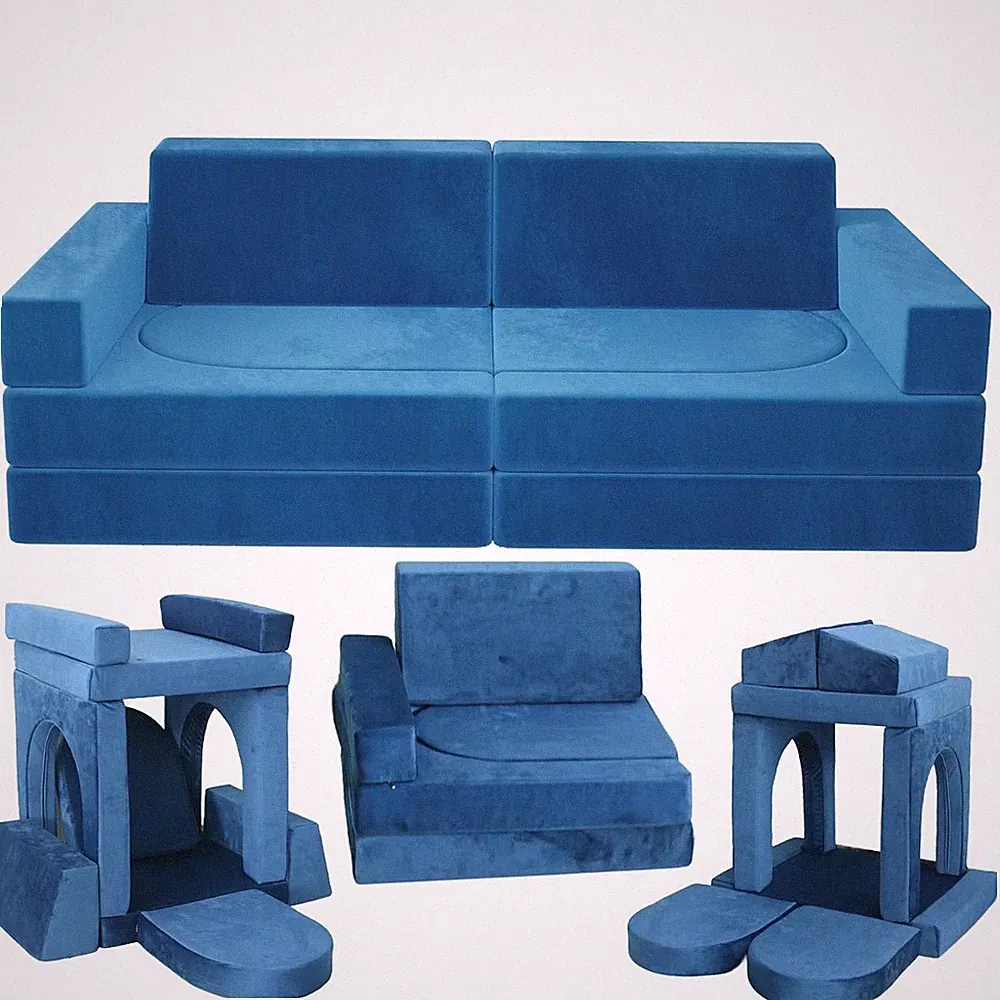 10Pcs Modular Kids Couch Washable Covers Indoor Couch Multifunctional Play Set