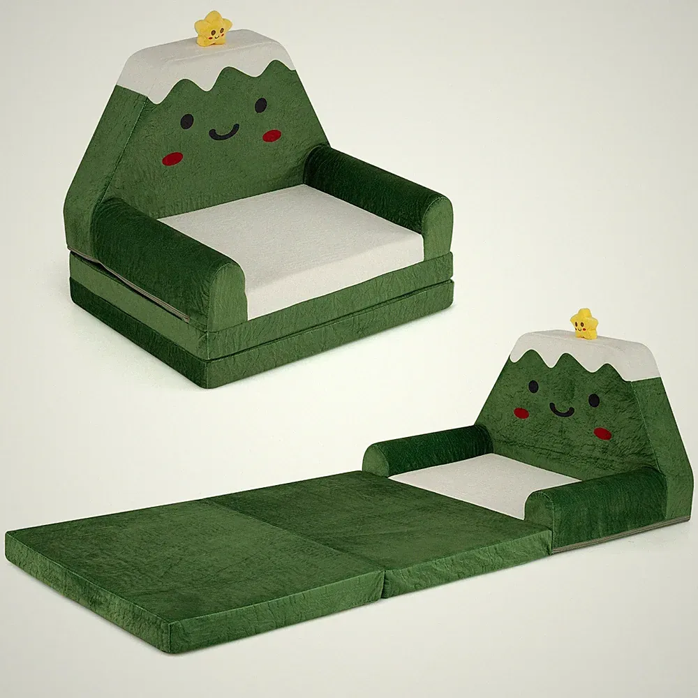 2-in-1 Convertible Kids Sofa to Lounger Fold Out Toddler Couch w/Removable Cover