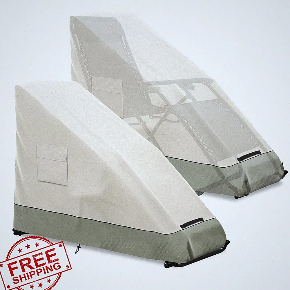 2PK Zero Gravity Chair Cover Heavy Duty 600D Waterproof Lounge Recliner Beige