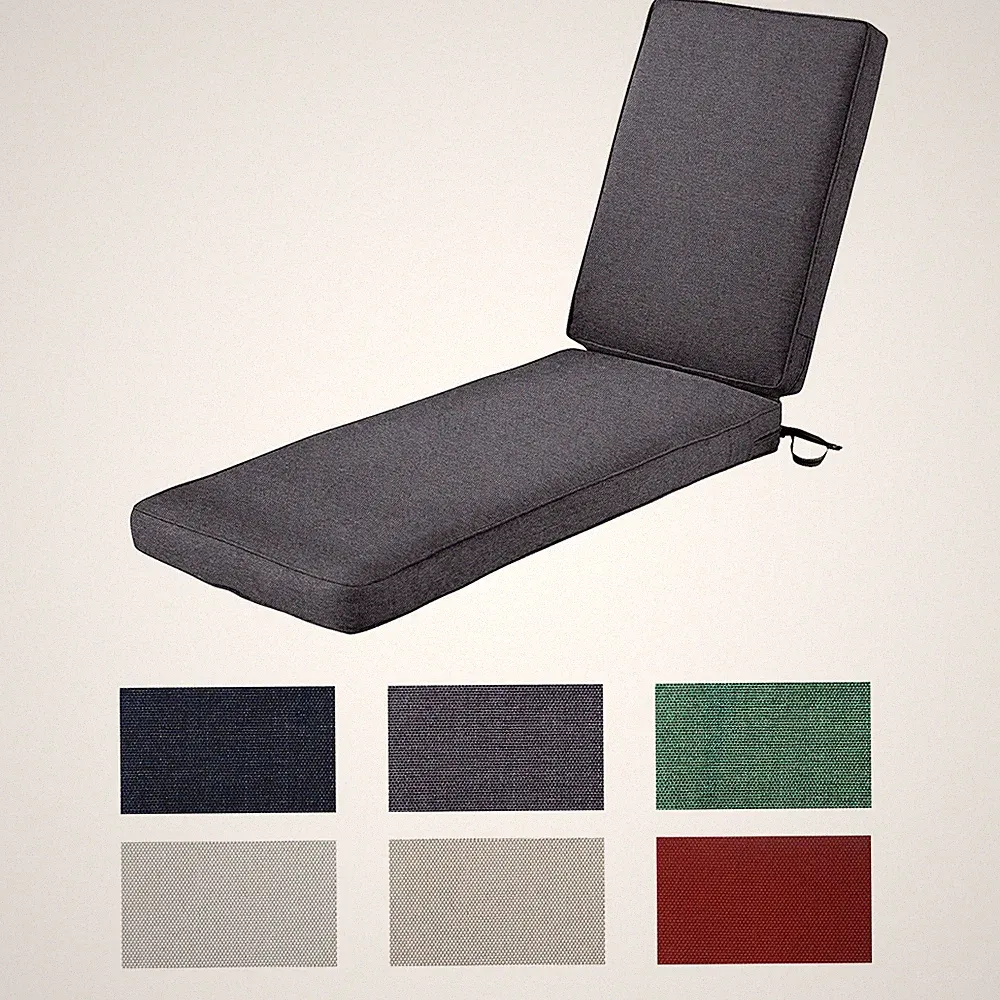 Chaise Lounge Cushion Outdoor Waterproof w/ Removable Cover & High-Density Foam