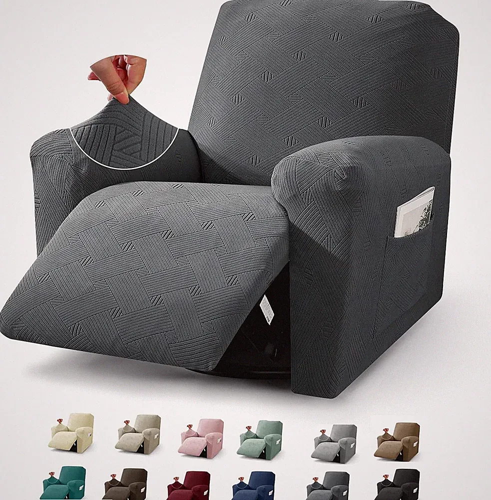 Dark Gray Recliner Slip Cover Stays in Place Stretch Furniture