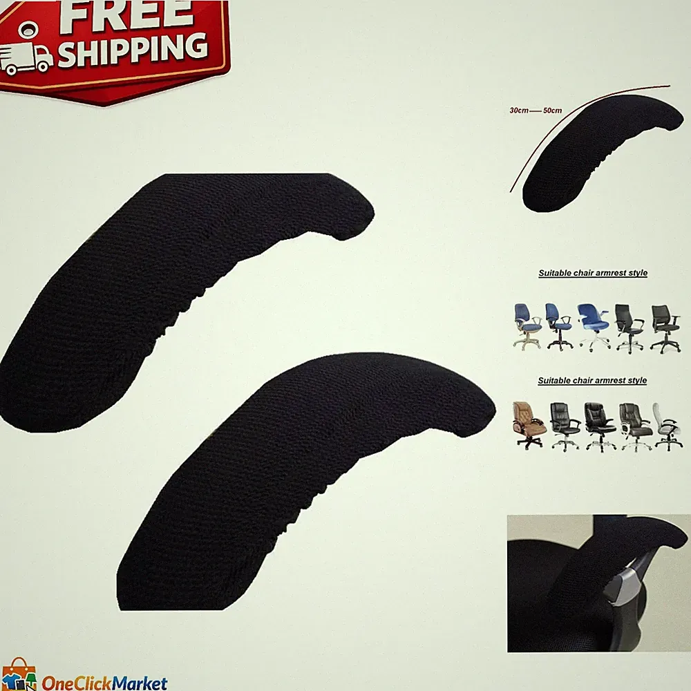 Elegant Black Armrest Cover Pads - Removable and Washable for Office Chairs