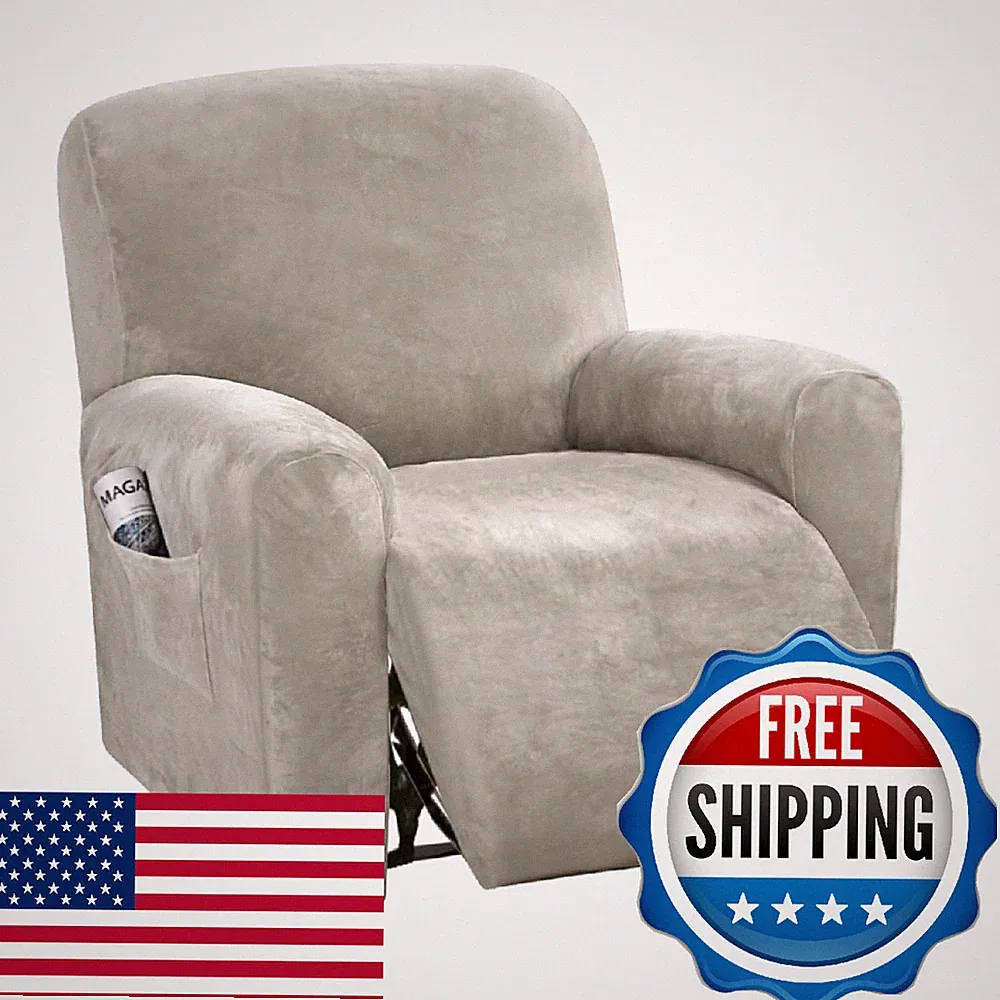 H.VERSAILTEX Velvet Stretch Recliner Couch Covers 4-Pieces Style Recliner Chair