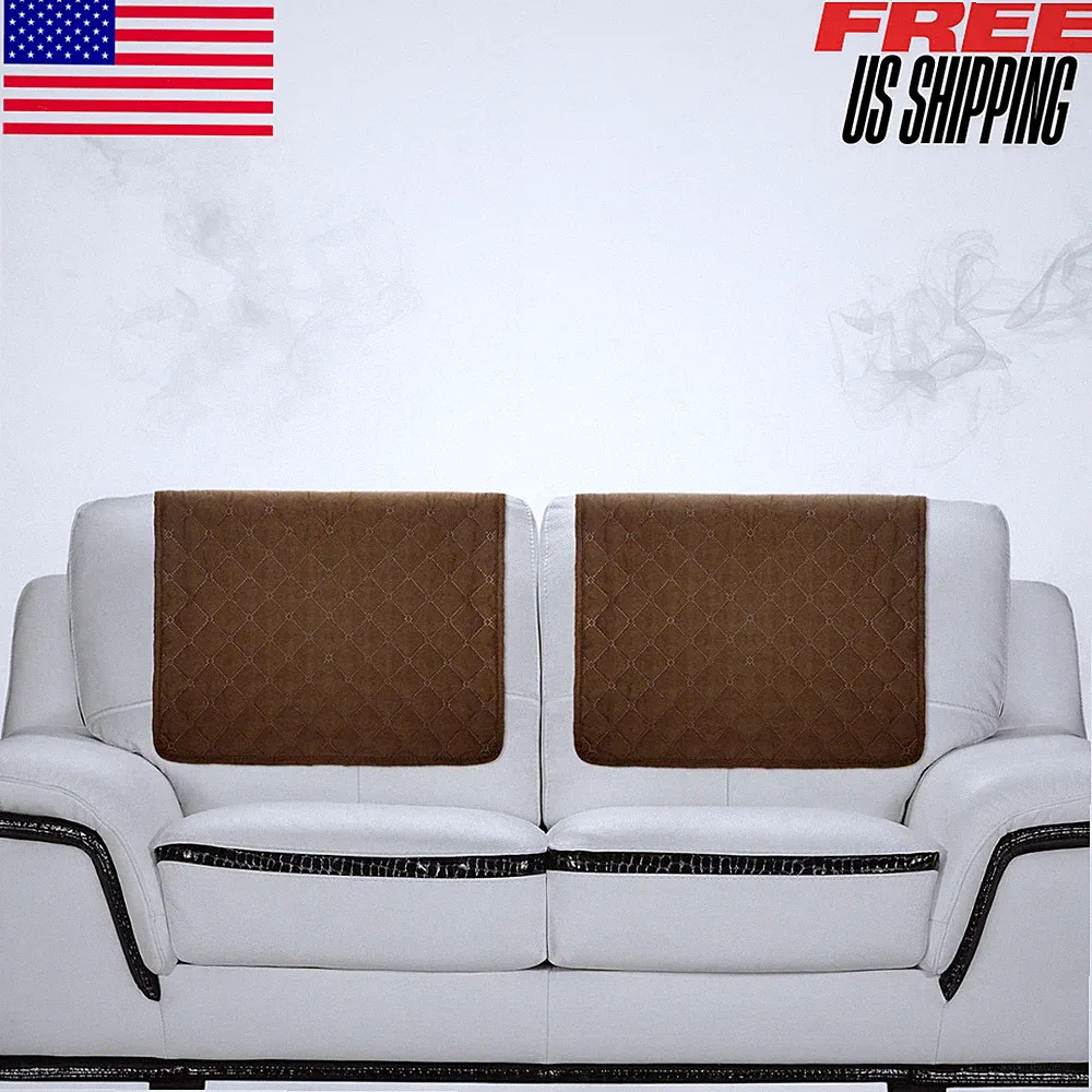 Headrest Cover for Recliner Chair Sofa Furniture Protector Chocolate Brown 2 Pcs