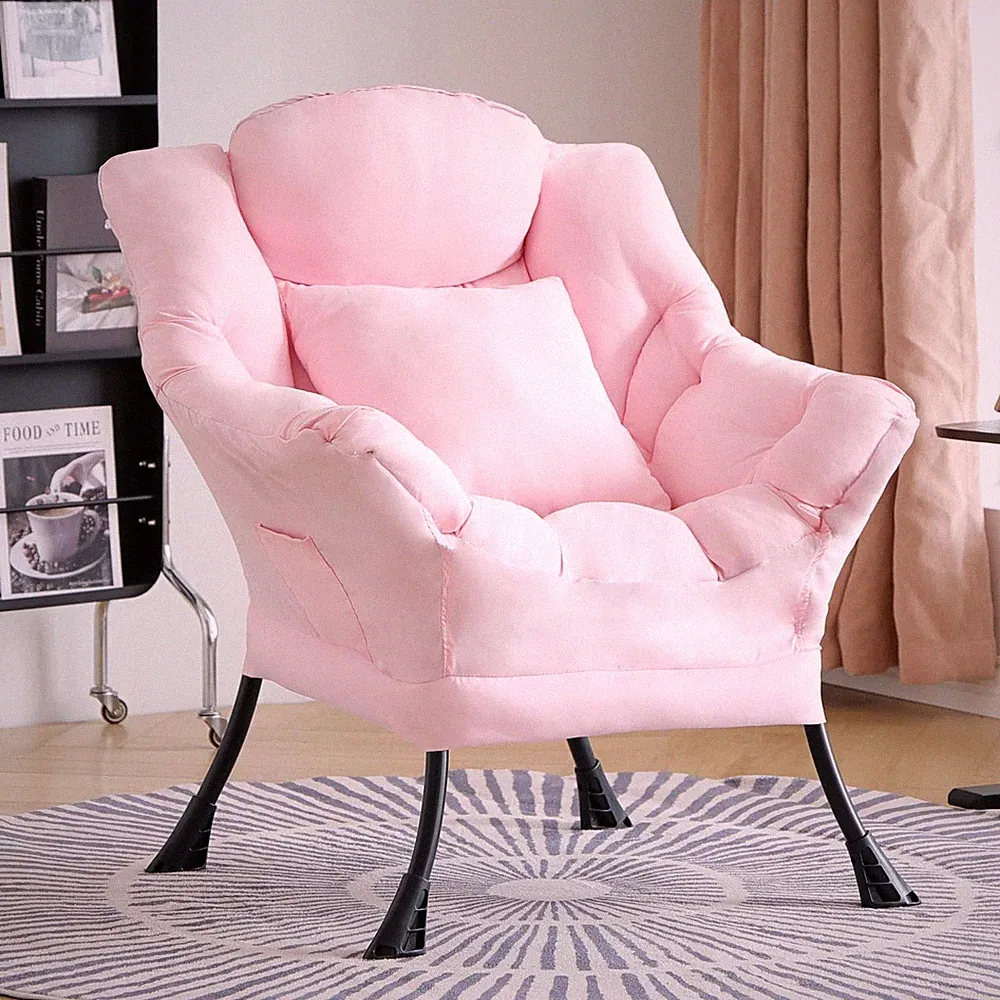 HomEastlly Lazy Chair for Living Room, Large Pink Lounge Accent Chair with a
