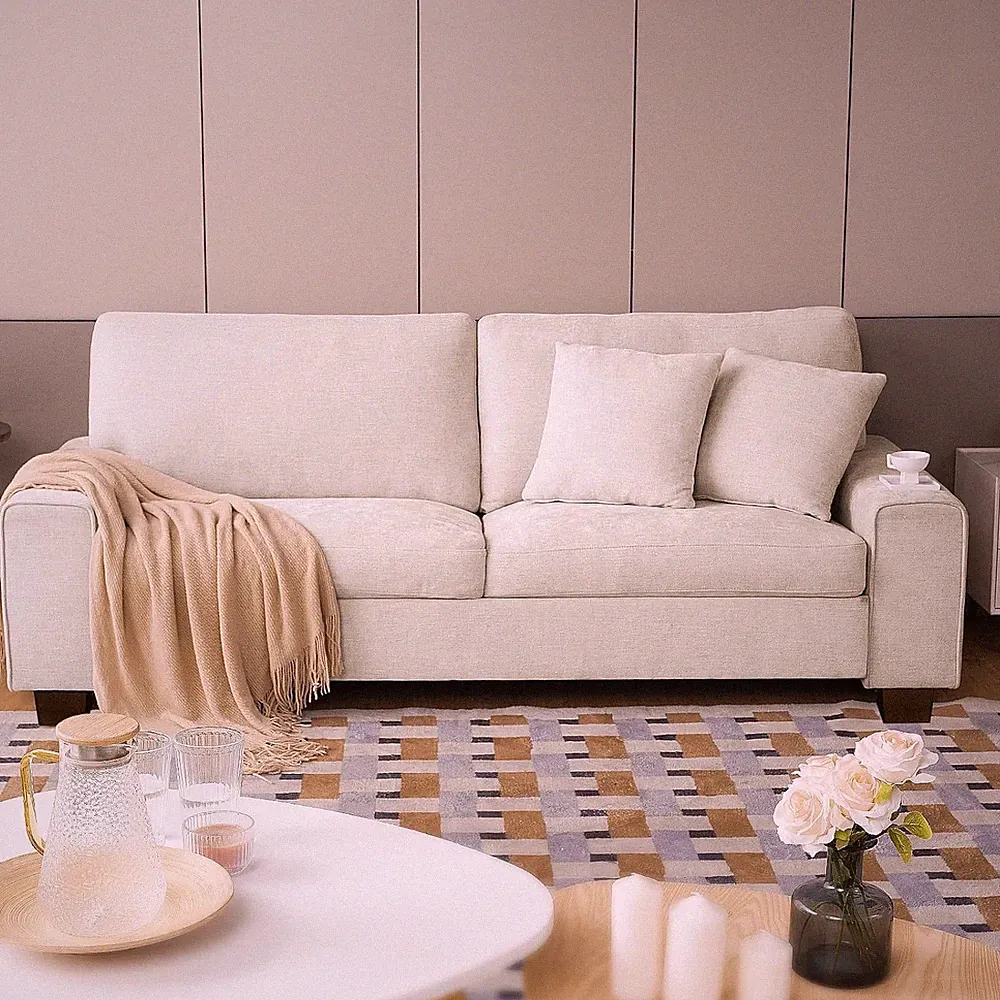 Modern Loveseat Sofa for Living Room,Chenille Recliner, Removable Cover
