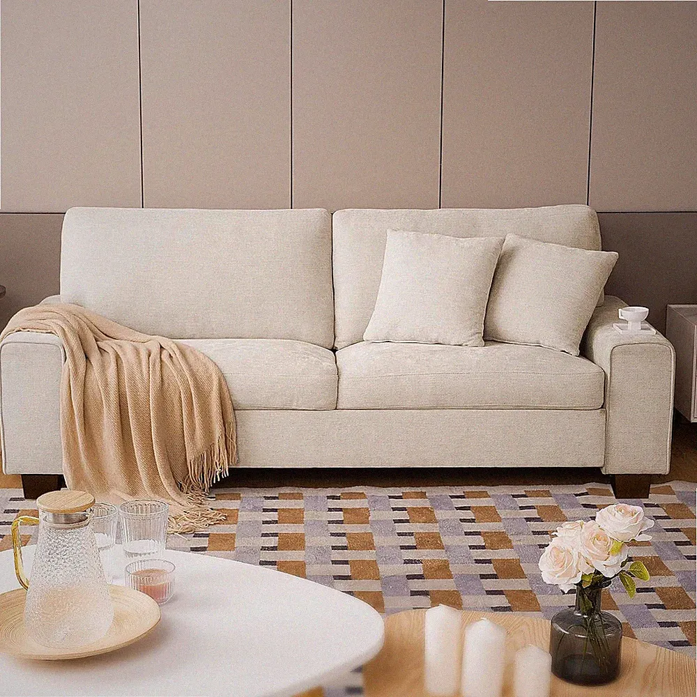 Modern Loveseat Sofa for Living Room,Chenille Recliner, Removable Cover, Spring