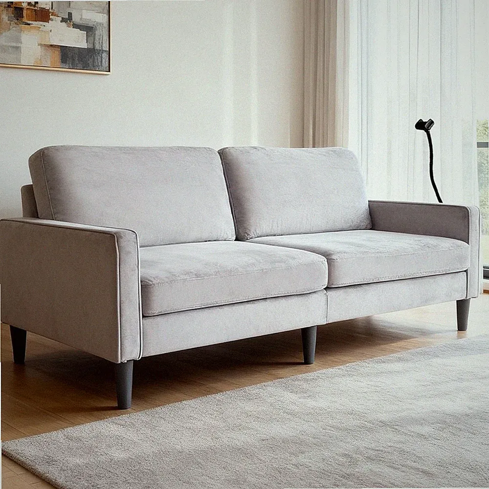 Modern Loveseat Sofa for Living Room,Linen Recliner, Removable Cover, Spring Cus