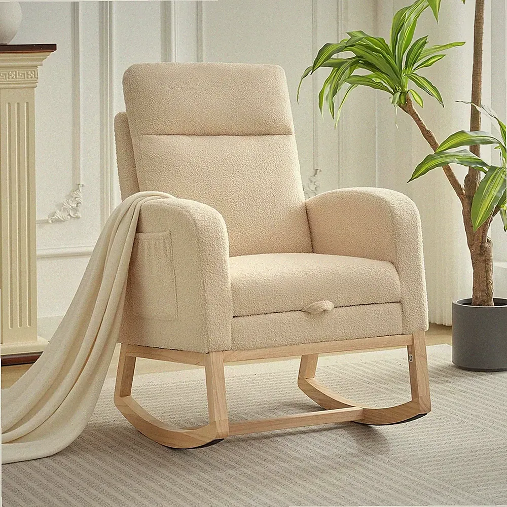 Nursing Glider Chair with Extendable Footrest, Ergonomic Support, 300 lbs Load