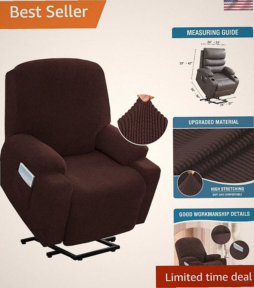 Stretch Couch Cover Recliner Cover Electric Power Lift Recliner Chair Cover F...
