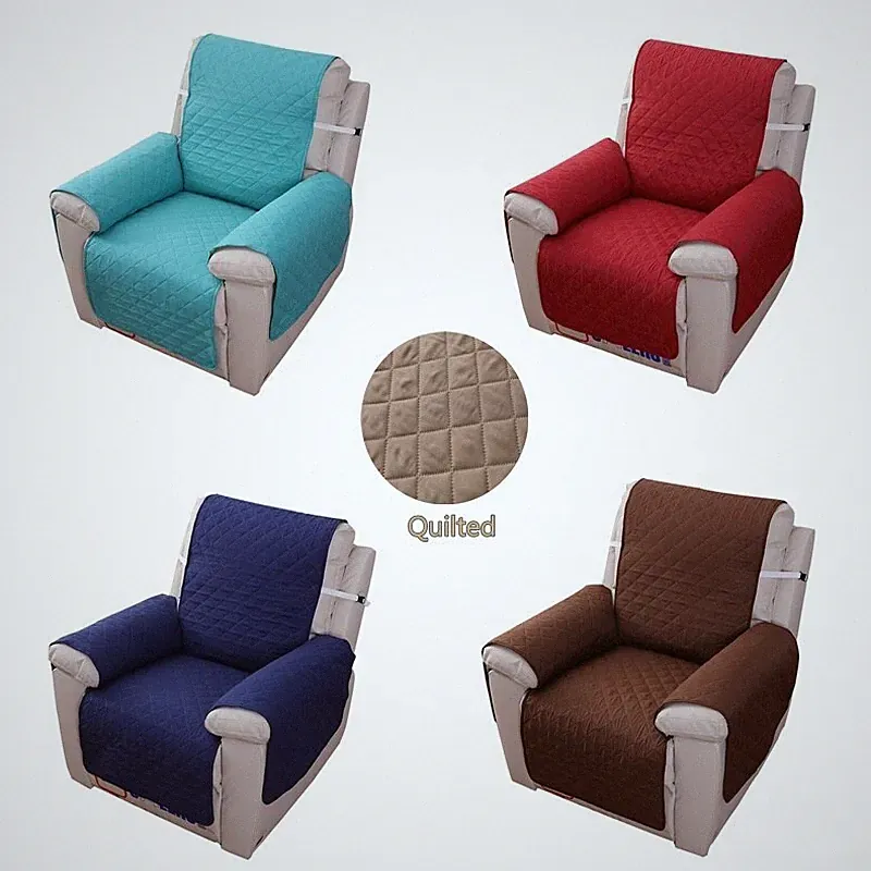 Washable Quilted Removable Recliner Towel Solid Color Slipcovers Armchair Cover